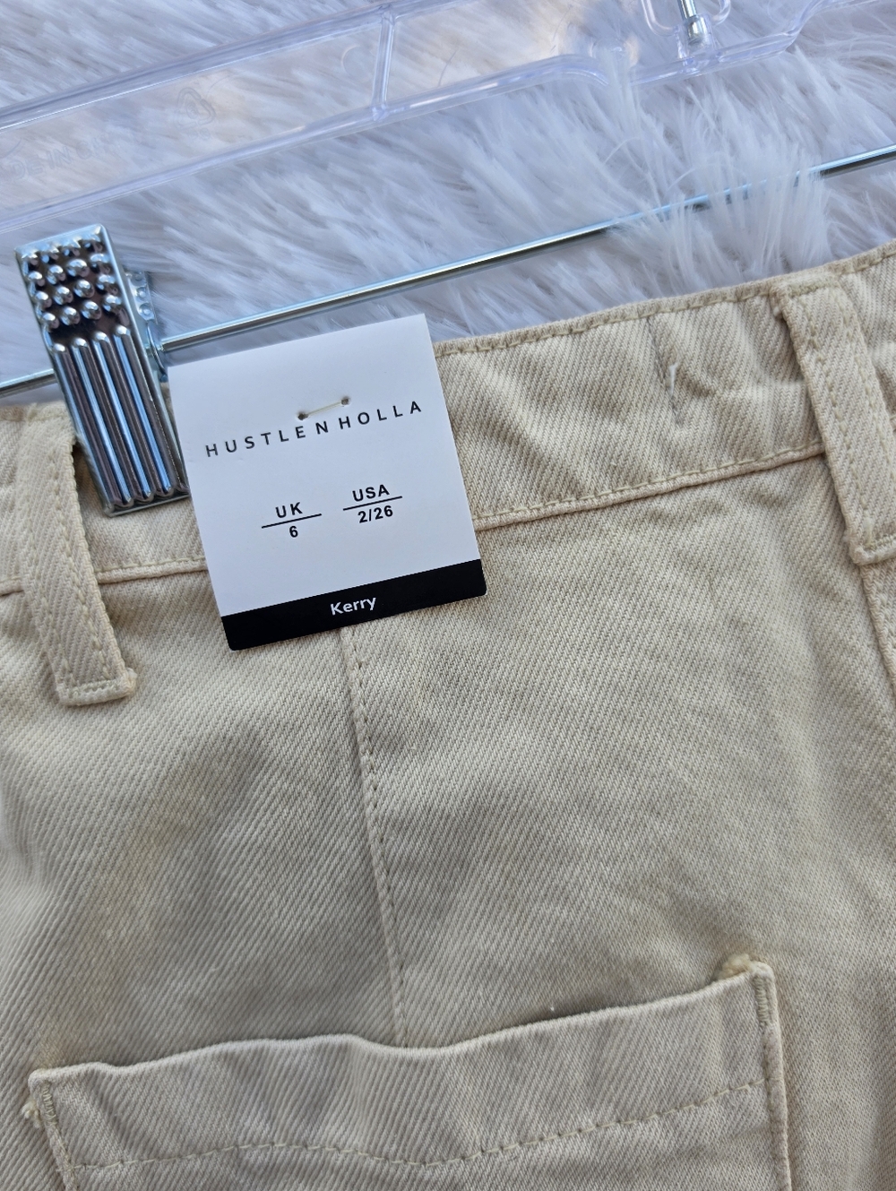 Hustle N Holla Kerry High Rise Tan Carpentet Cargo Jeans - Picture 9 of 9
